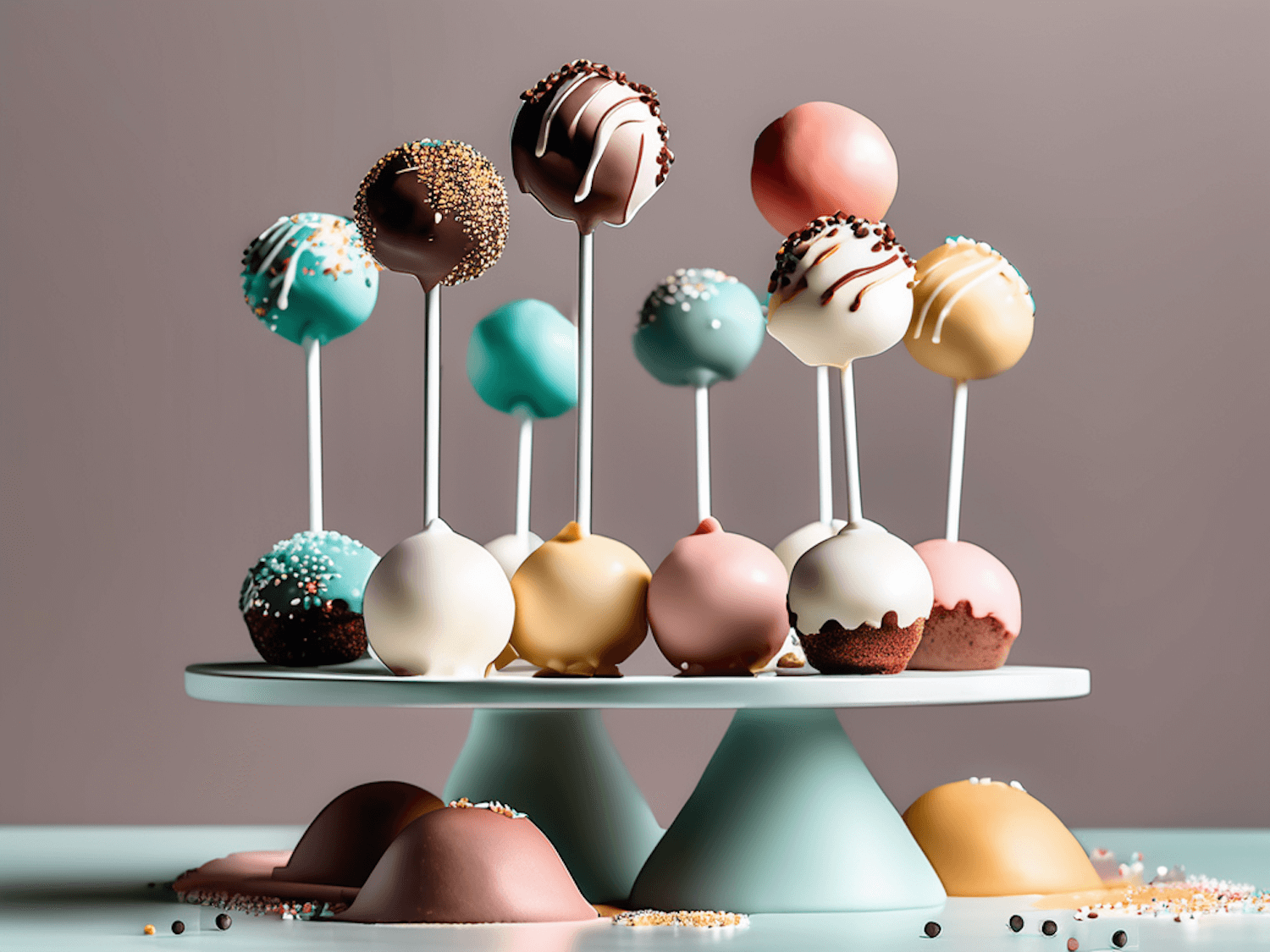 cake pops on a white plate