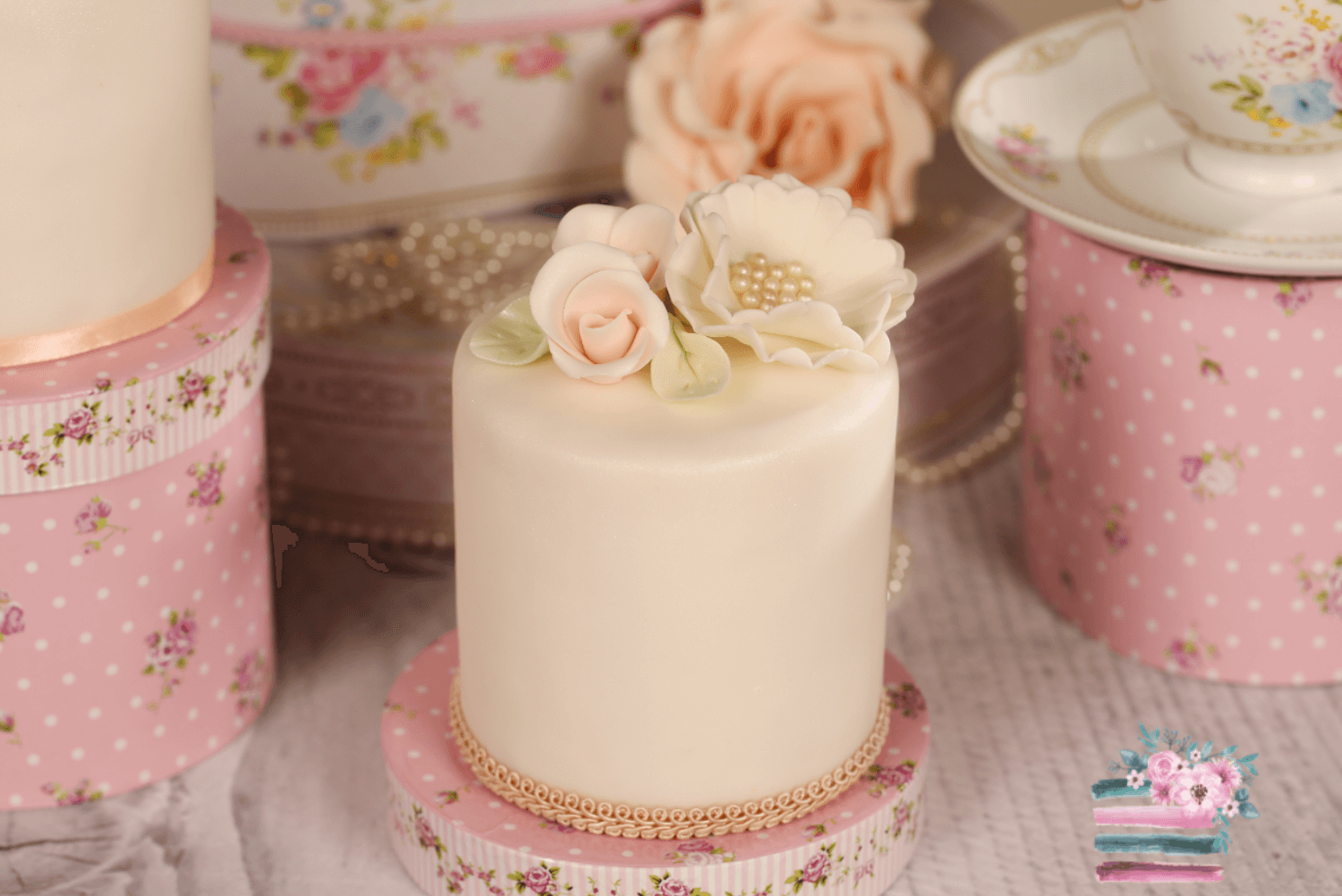 a mini cake with flowers on top