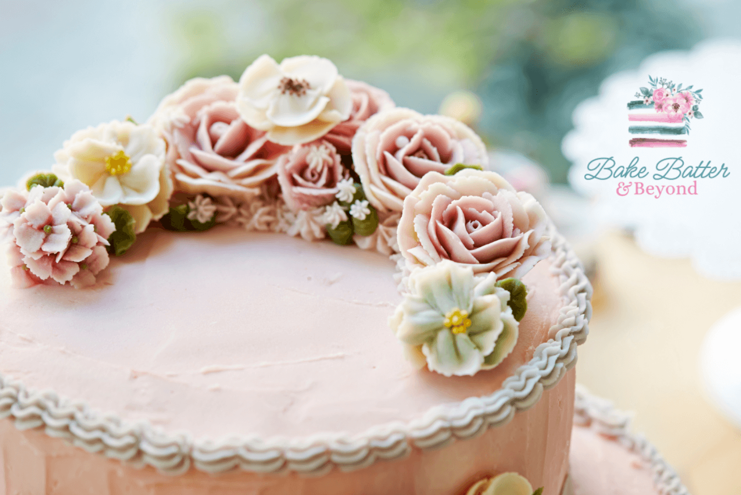 a cake with royal icing flowers on top