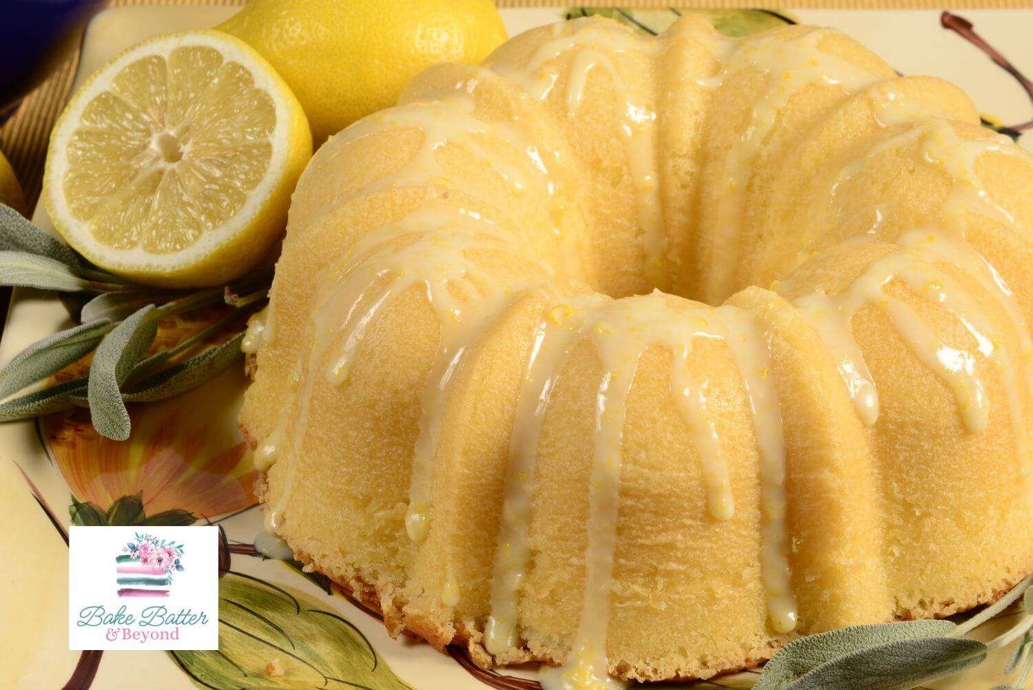 a lemon bundt cake with lemons